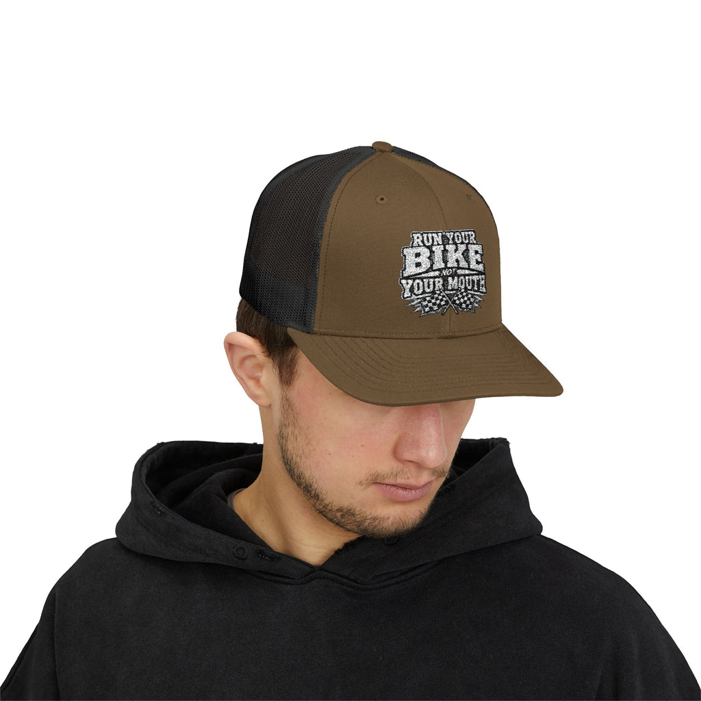 Trucker Hat — 'Rub Your Bike, Not Your Mouth' Biker Snapback