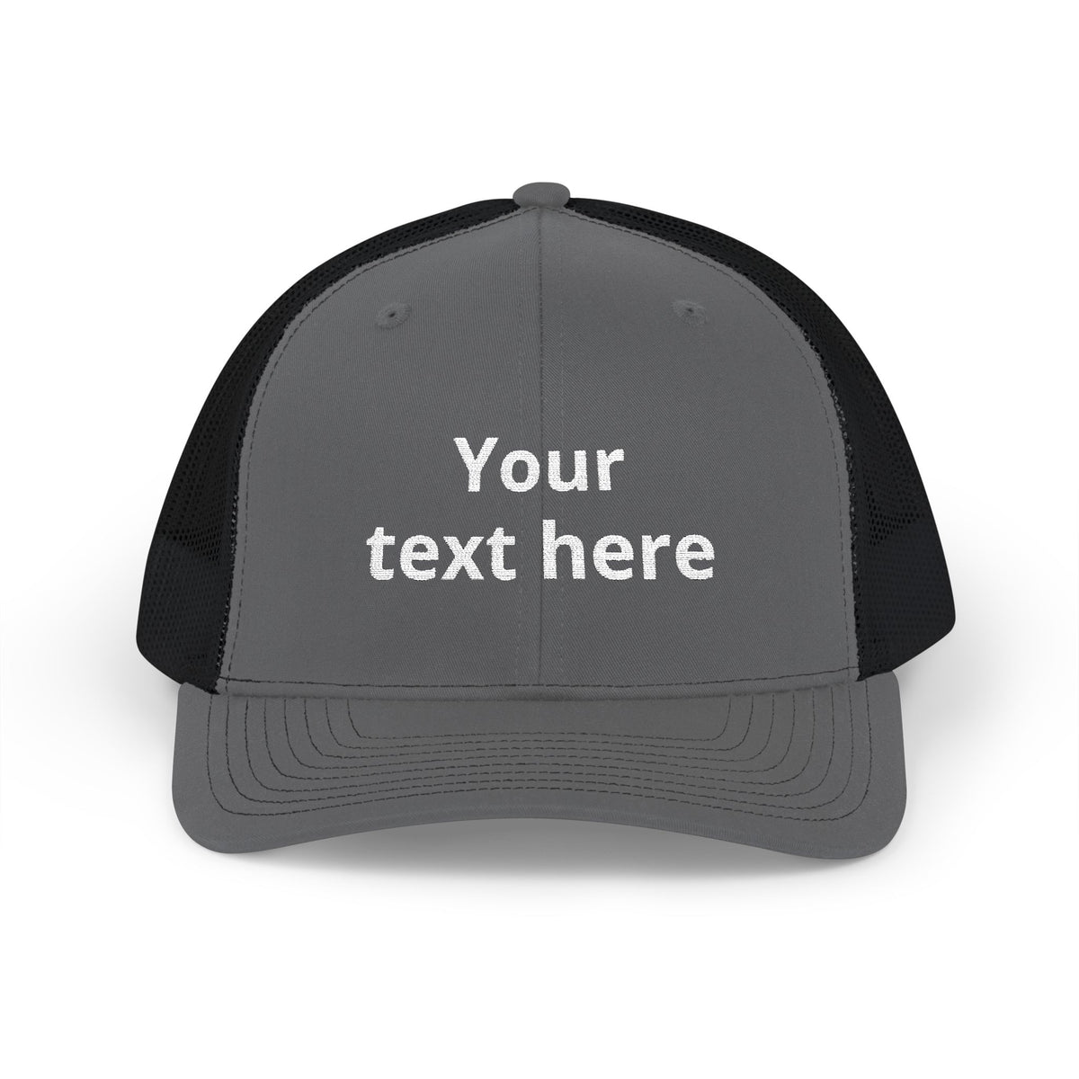 Customizable Snapback Trucker Cap — Personalized Text Embroidered Mesh Hat