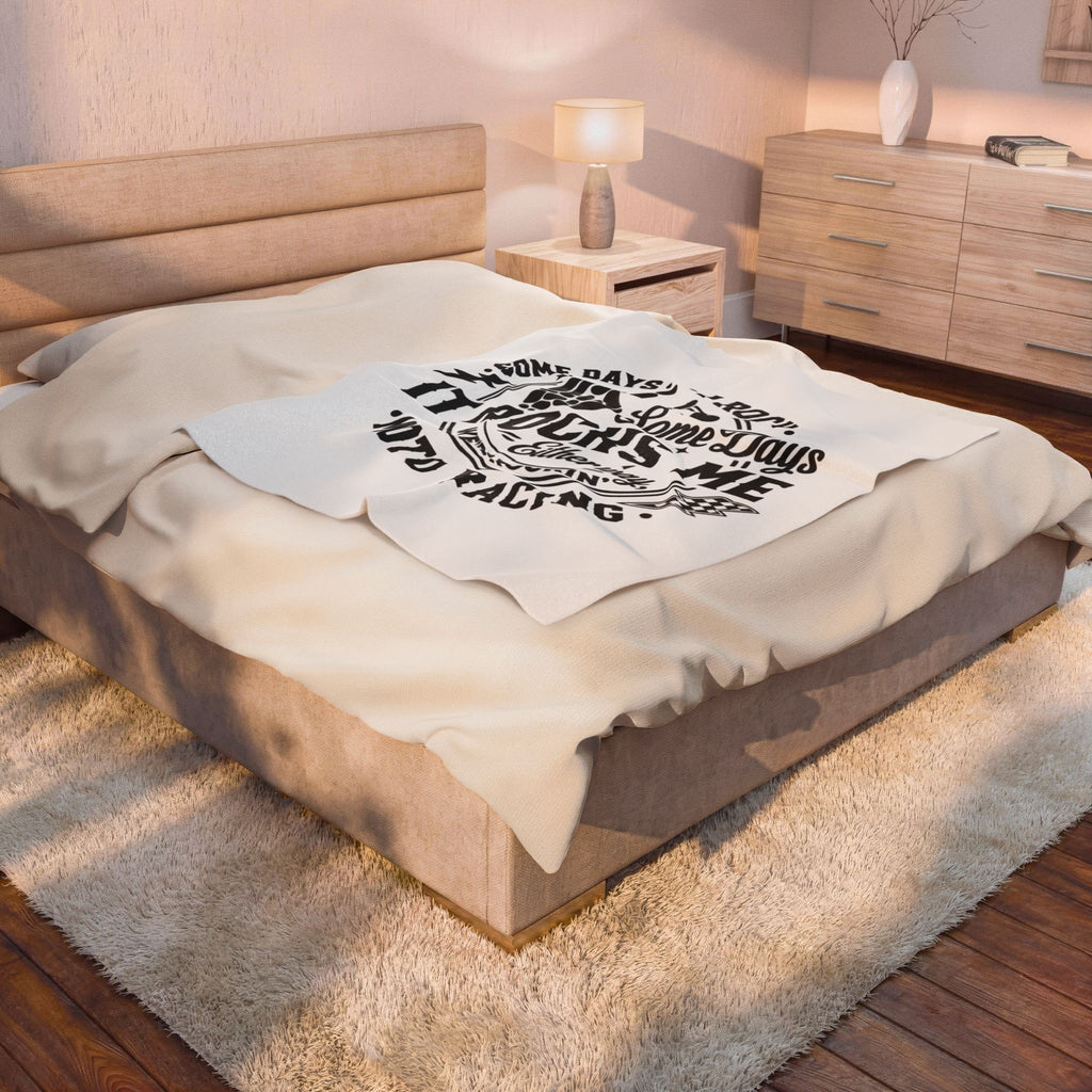 Moto Racing Velveteen Plush Blanket — "Some Days It Rocks Me" Graphic Throw
