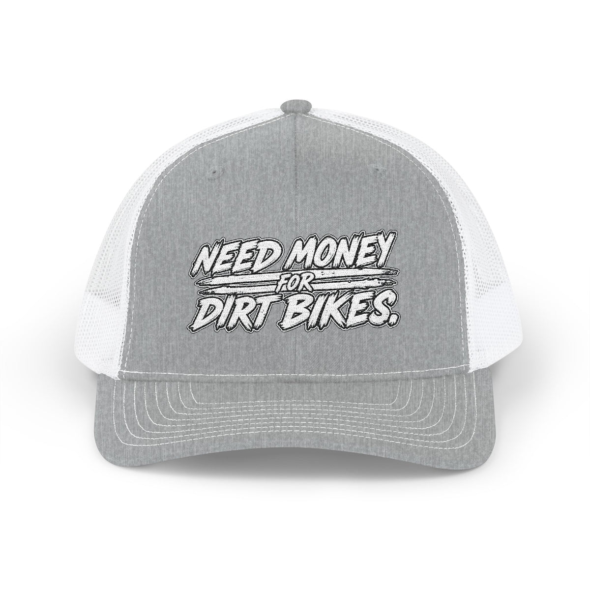 Dirt Bike Snapback Trucker Cap — "Need Money for Dirt Bikes" Mesh Hat