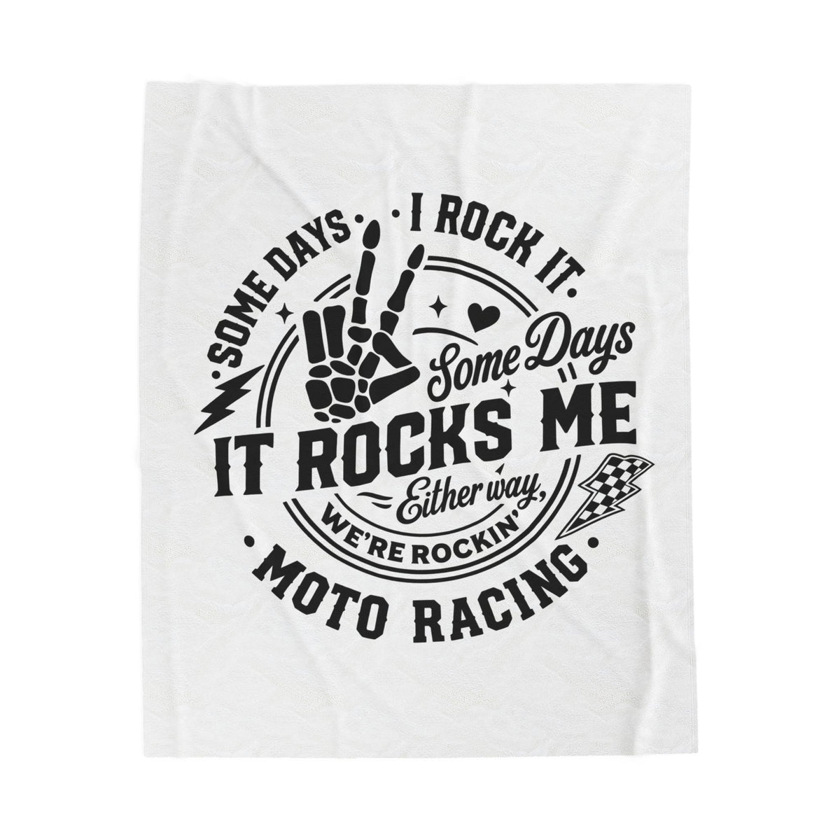 Moto Racing Velveteen Plush Blanket — "Some Days It Rocks Me" Graphic Throw