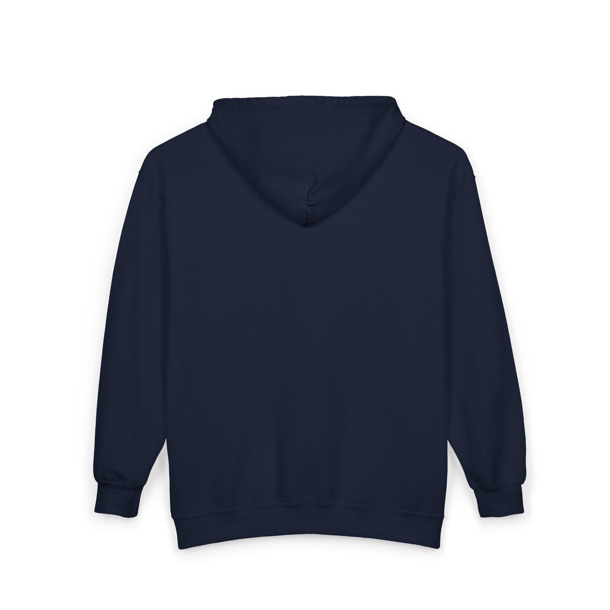 Minimalist White Zip Hoodie — Small Chest Text "Your name here"