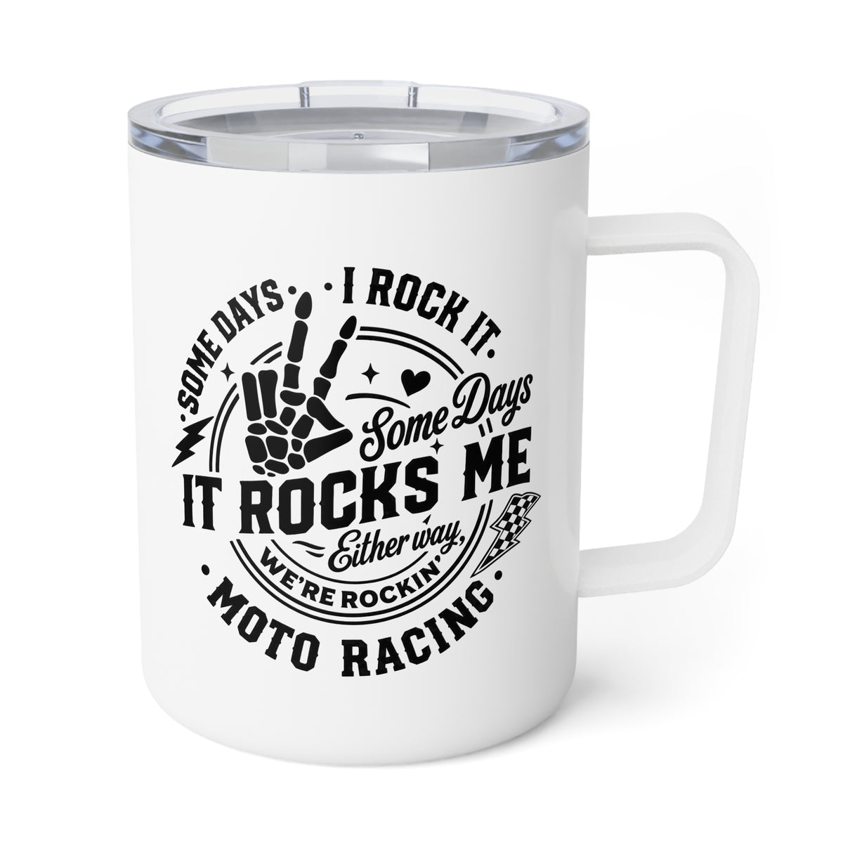 10oz Insulated Coffee Mug — "Some Days It Rains, Some Days It Pours" Retro Camping Design