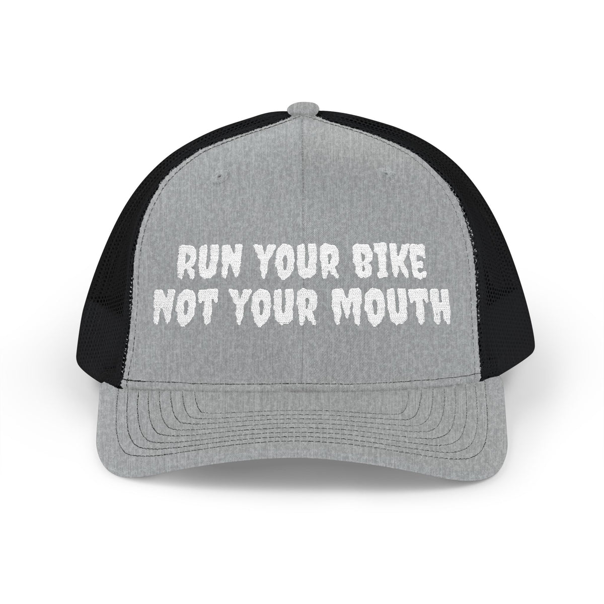 Run Your Bike Not Your Mouth Trucker Cap — Cycling Snapback Hat for Riders