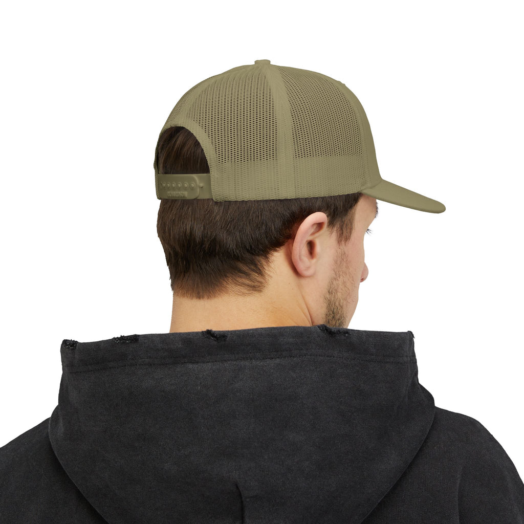 Customizable Snapback Trucker Cap — Personalized Text Embroidered Mesh Hat