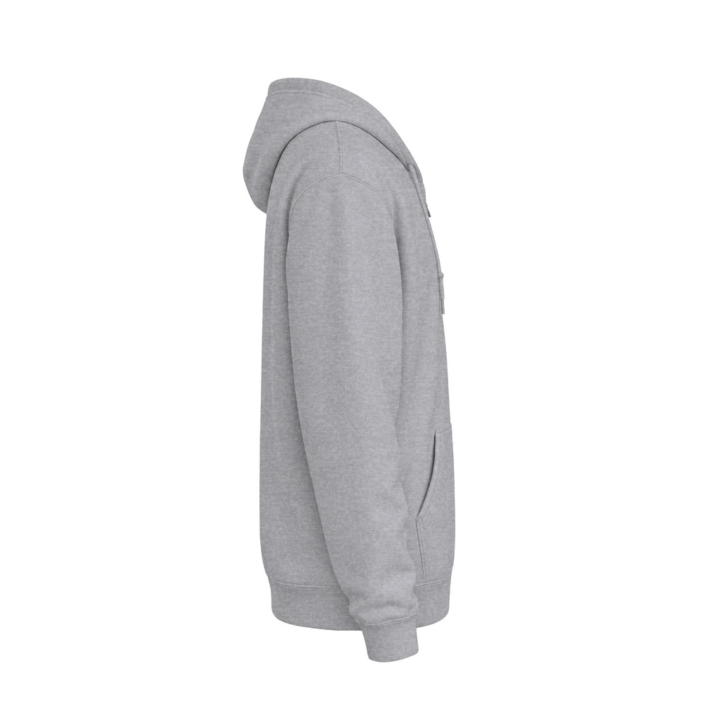 Minimalist White Zip Hoodie — Small Chest Text "Your name here"