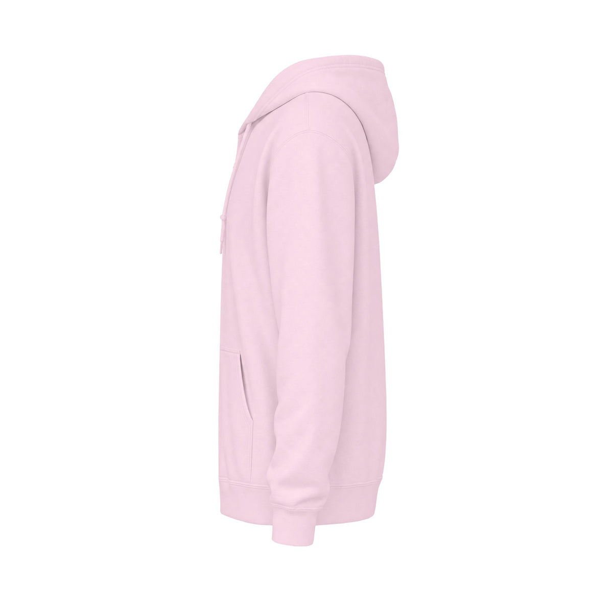 Minimalist White Zip Hoodie — Small Chest Text "Your name here"
