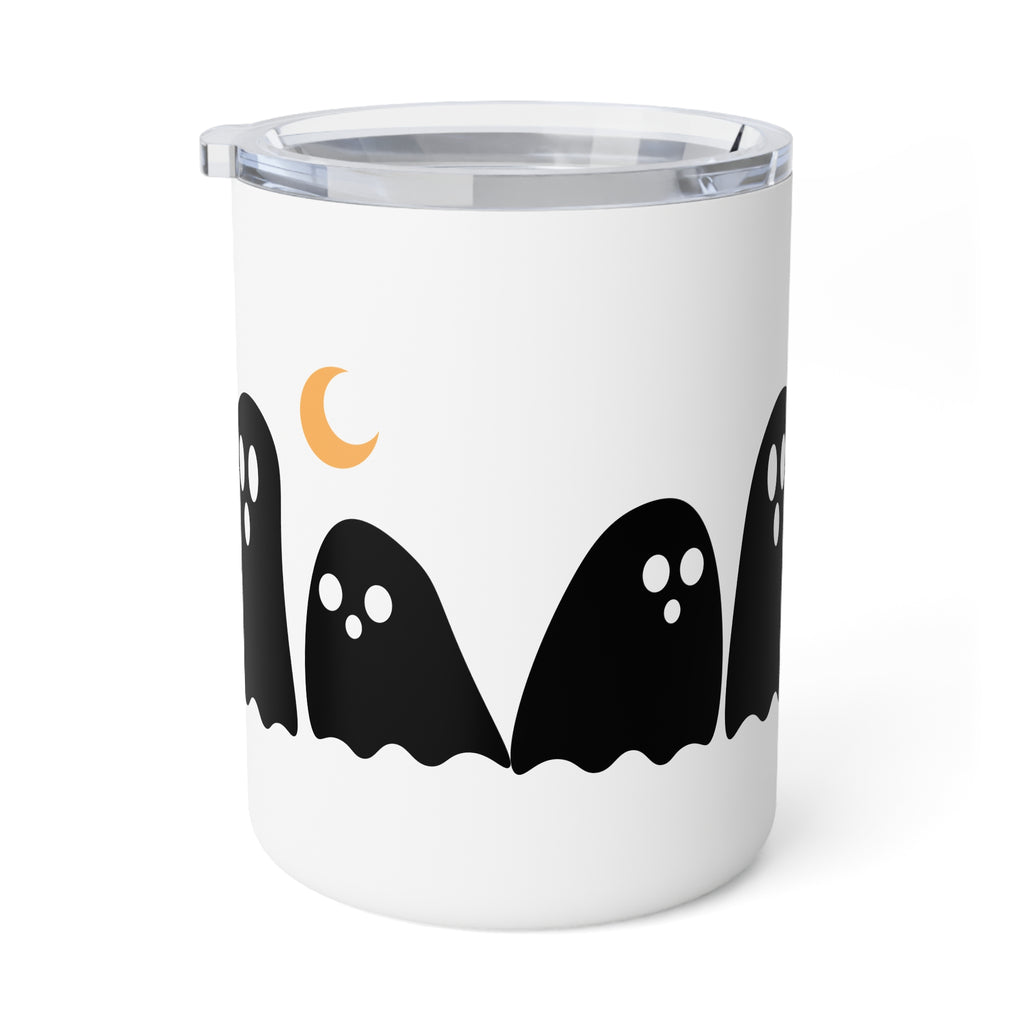 10oz Insulated Coffee Mug — Cute Ghosts & Crescent Moon Halloween Travel Cup