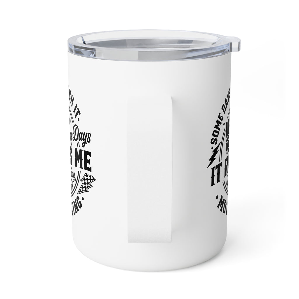 10oz Insulated Coffee Mug — "Some Days It Rains, Some Days It Pours" Retro Camping Design