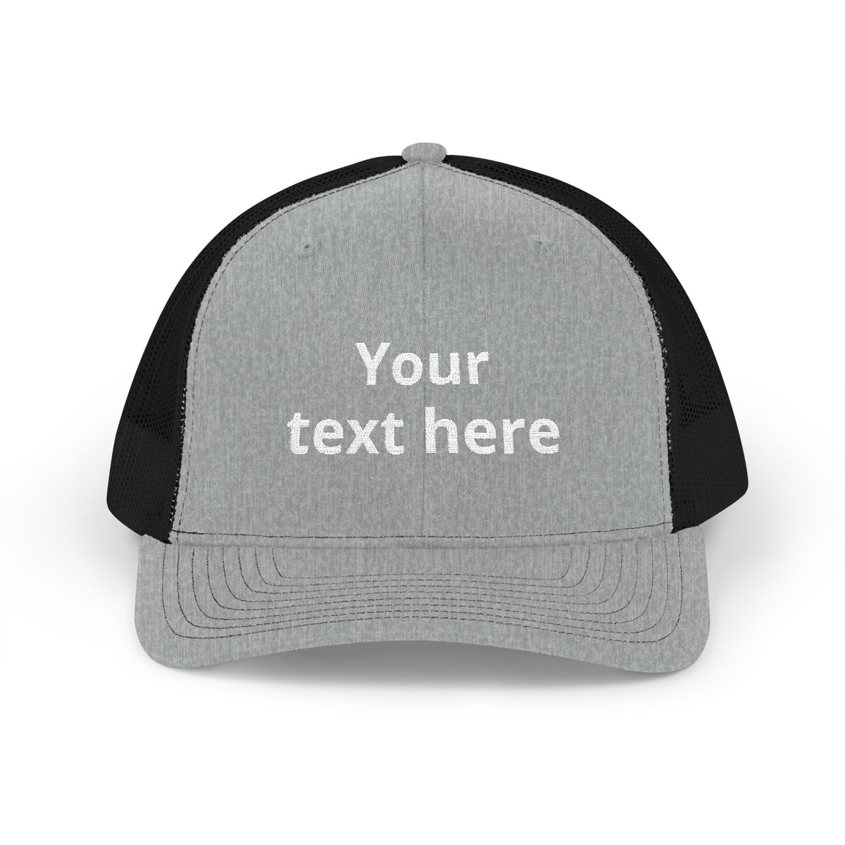 Customizable Snapback Trucker Cap — Personalized Text Embroidered Mesh Hat