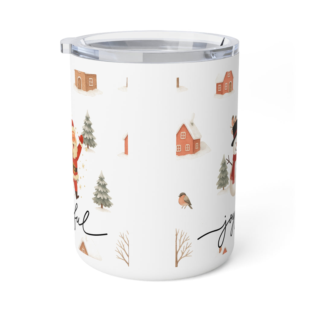 10oz Insulated Coffee Mug — Joyful Winter Village Design