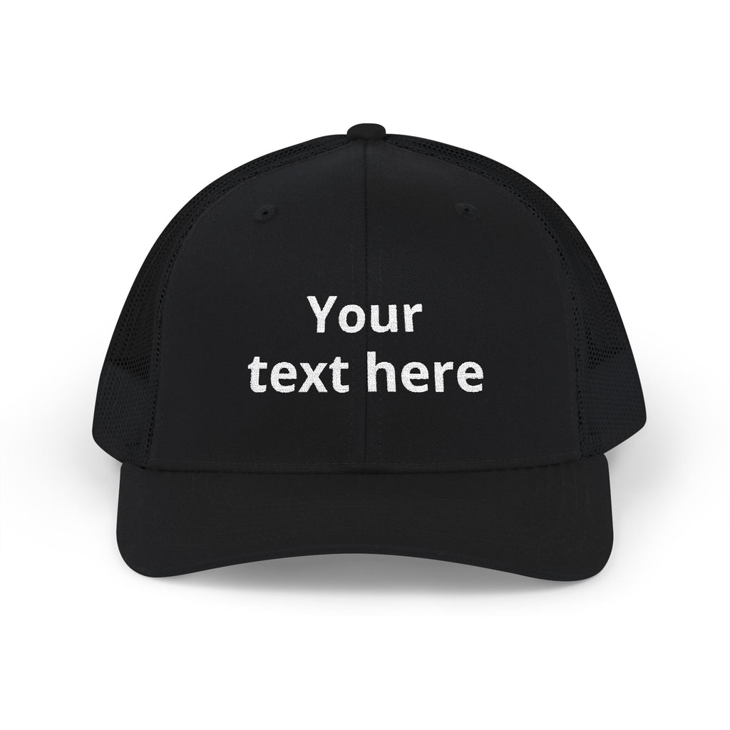 Customizable Snapback Trucker Cap — Personalized Text Embroidered Mesh Hat