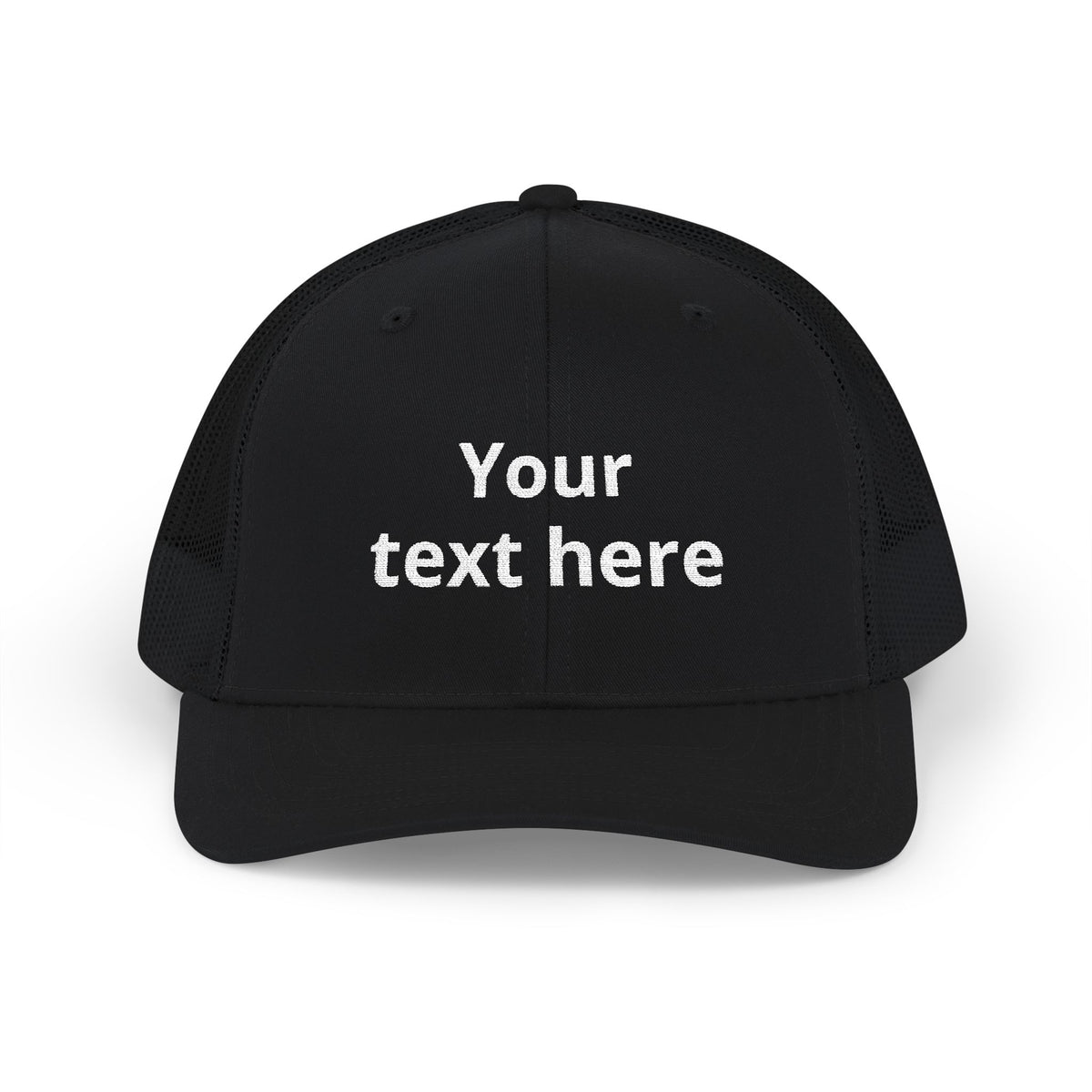 Customizable Snapback Trucker Cap — Personalized Text Embroidered Mesh Hat