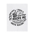 Moto Racing Velveteen Plush Blanket — "Some Days It Rocks Me" Graphic Throw