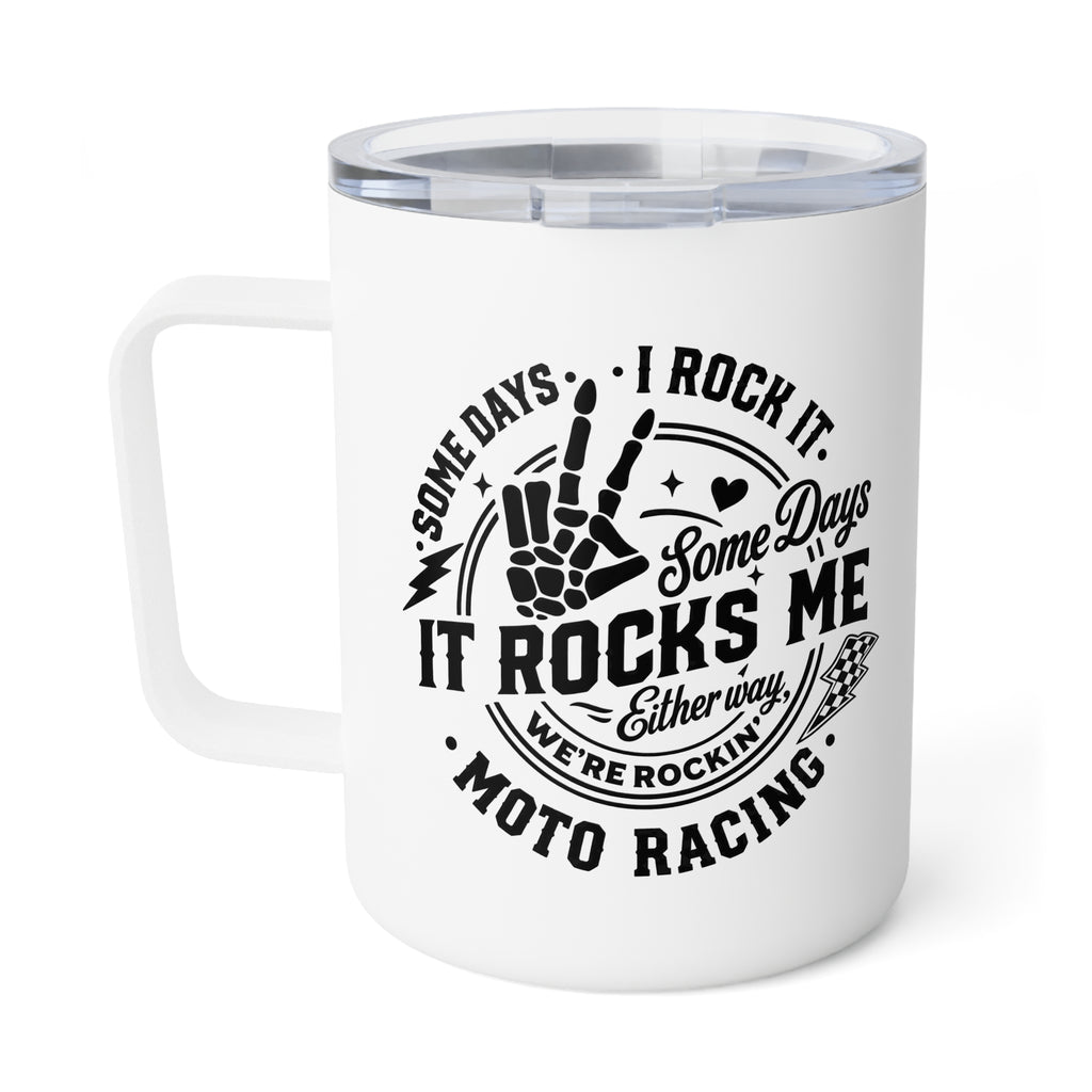 10oz Insulated Coffee Mug — "Some Days It Rains, Some Days It Pours" Retro Camping Design