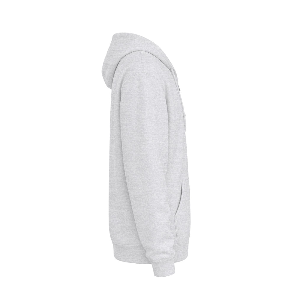 Minimalist White Zip Hoodie — Small Chest Text "Your name here"