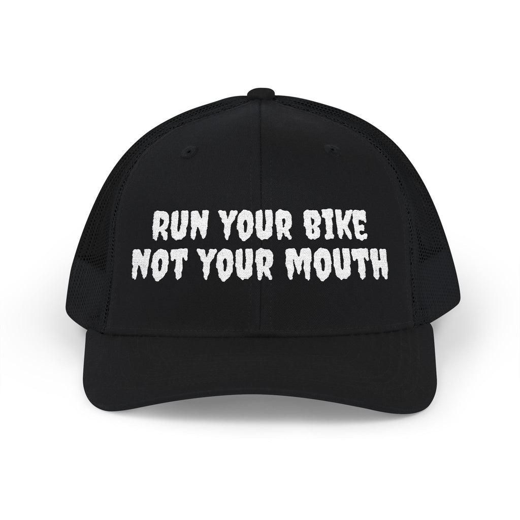 Run Your Bike Not Your Mouth Trucker Cap — Cycling Snapback Hat for Riders