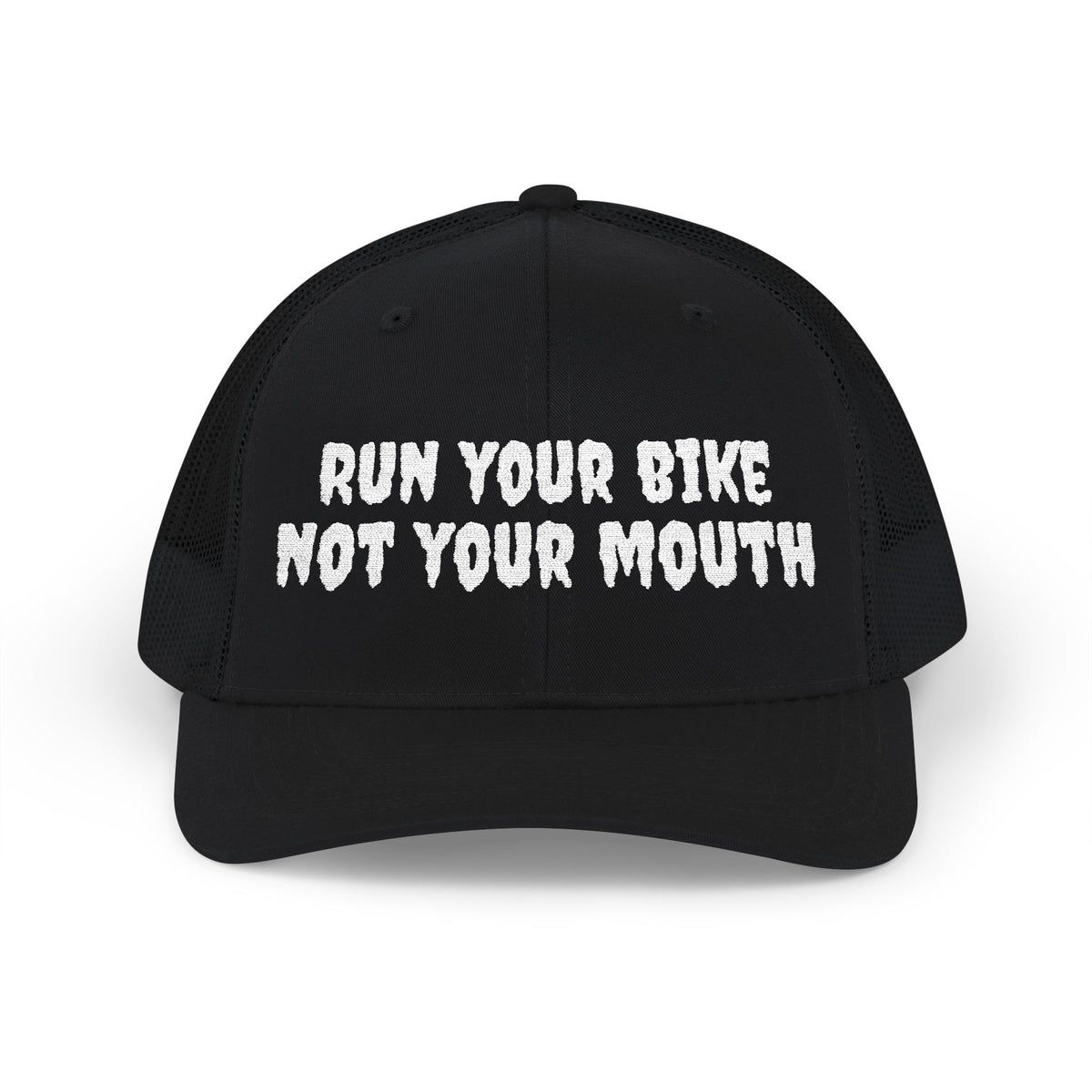Run Your Bike Not Your Mouth Trucker Cap — Cycling Snapback Hat for Riders