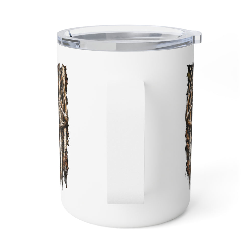10oz Insulated Coffee Mug — Rustic Deer Antler Woodland Design