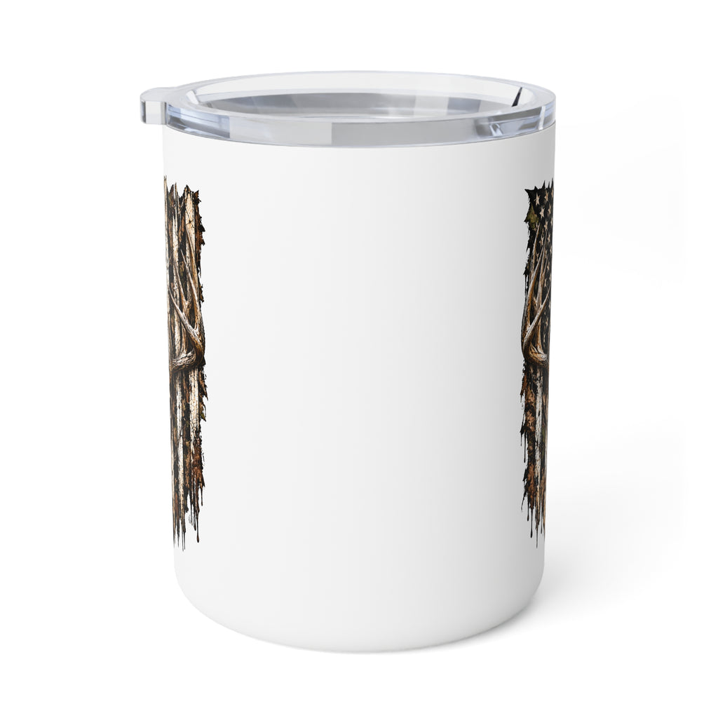 10oz Insulated Coffee Mug — Rustic Deer Antler Woodland Design