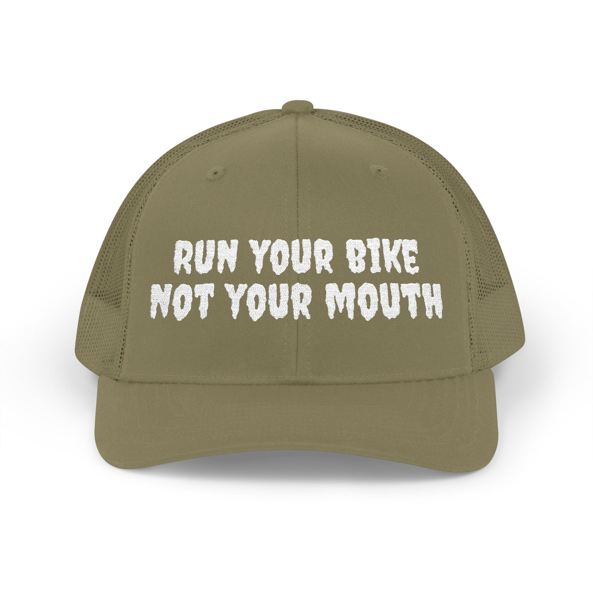 Run Your Bike Not Your Mouth Trucker Cap — Cycling Snapback Hat for Riders