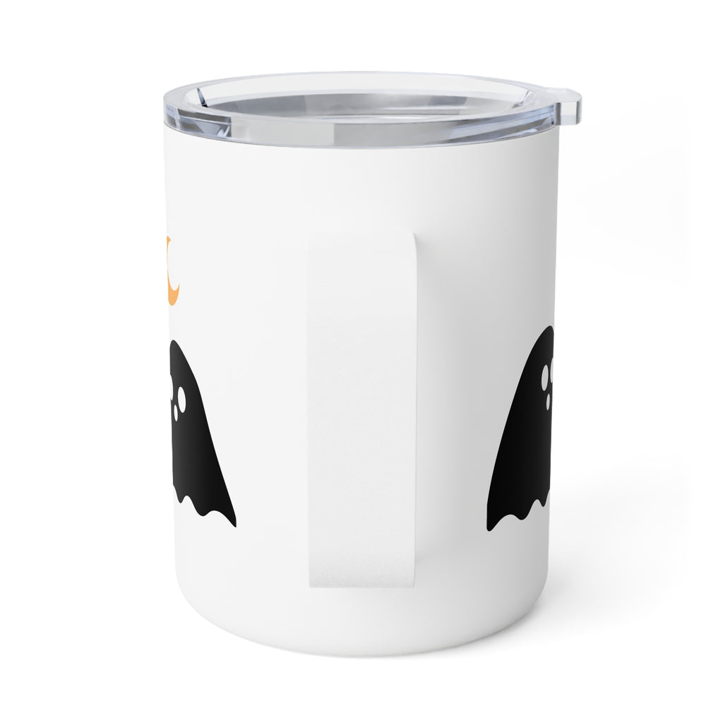 10oz Insulated Coffee Mug — Cute Ghosts & Crescent Moon Halloween Travel Cup