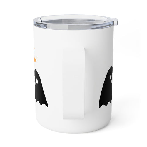 10oz Insulated Coffee Mug — Cute Ghosts & Crescent Moon Halloween Travel Cup