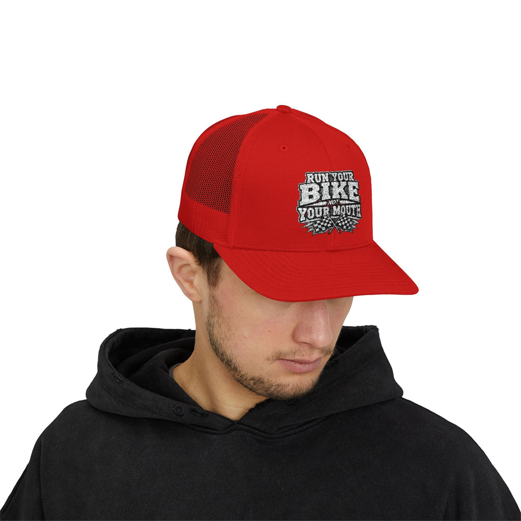 Trucker Hat — 'Rub Your Bike, Not Your Mouth' Biker Snapback