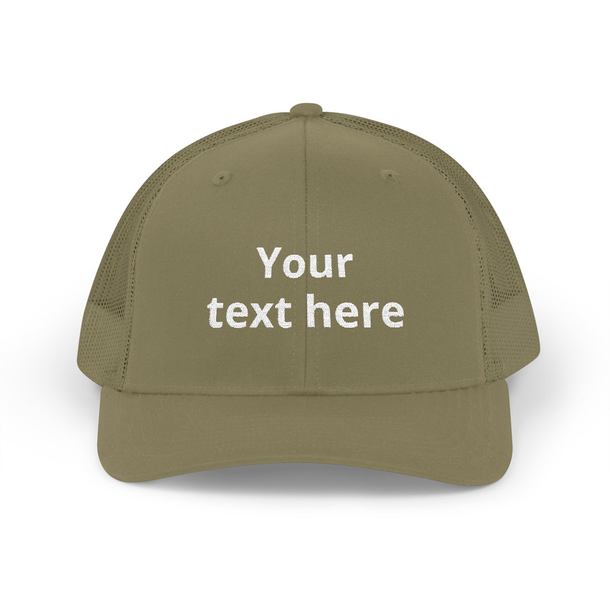 Customizable Snapback Trucker Cap — Personalized Text Embroidered Mesh Hat