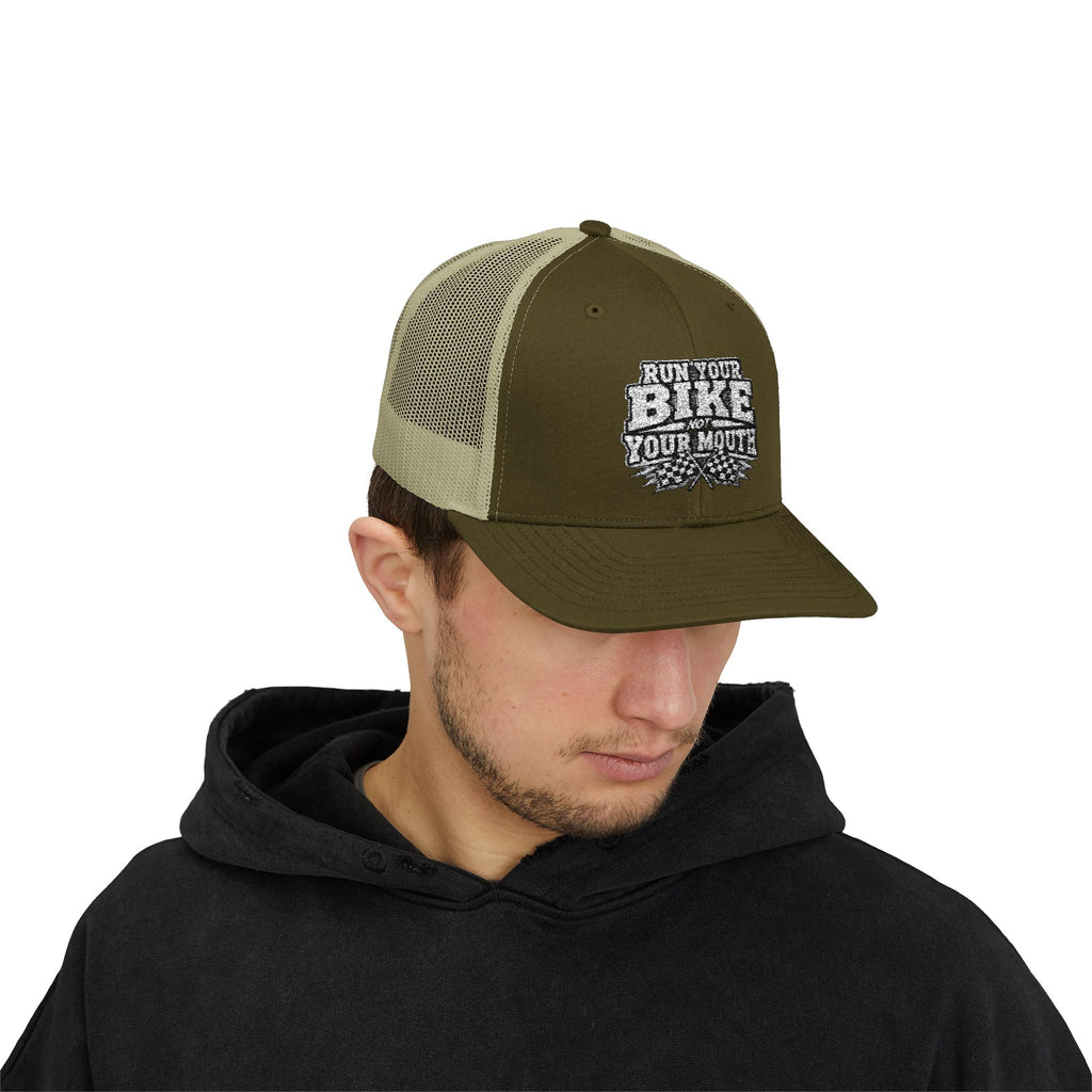 Trucker Hat — 'Rub Your Bike, Not Your Mouth' Biker Snapback