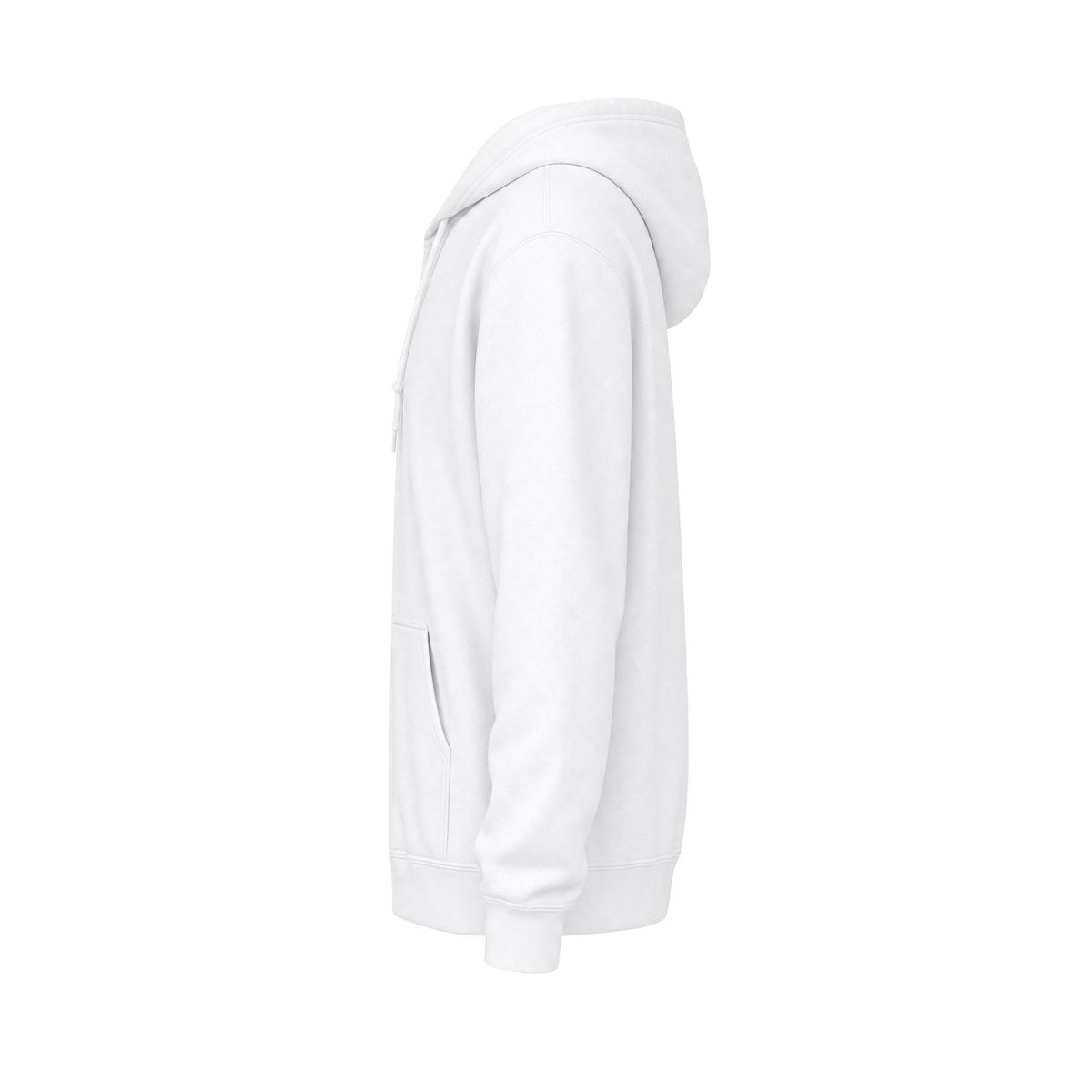 Minimalist White Zip Hoodie — Small Chest Text "Your name here"