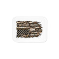 Sherpa Blanket — Rustic American Flag with Antlers Cozy Throw