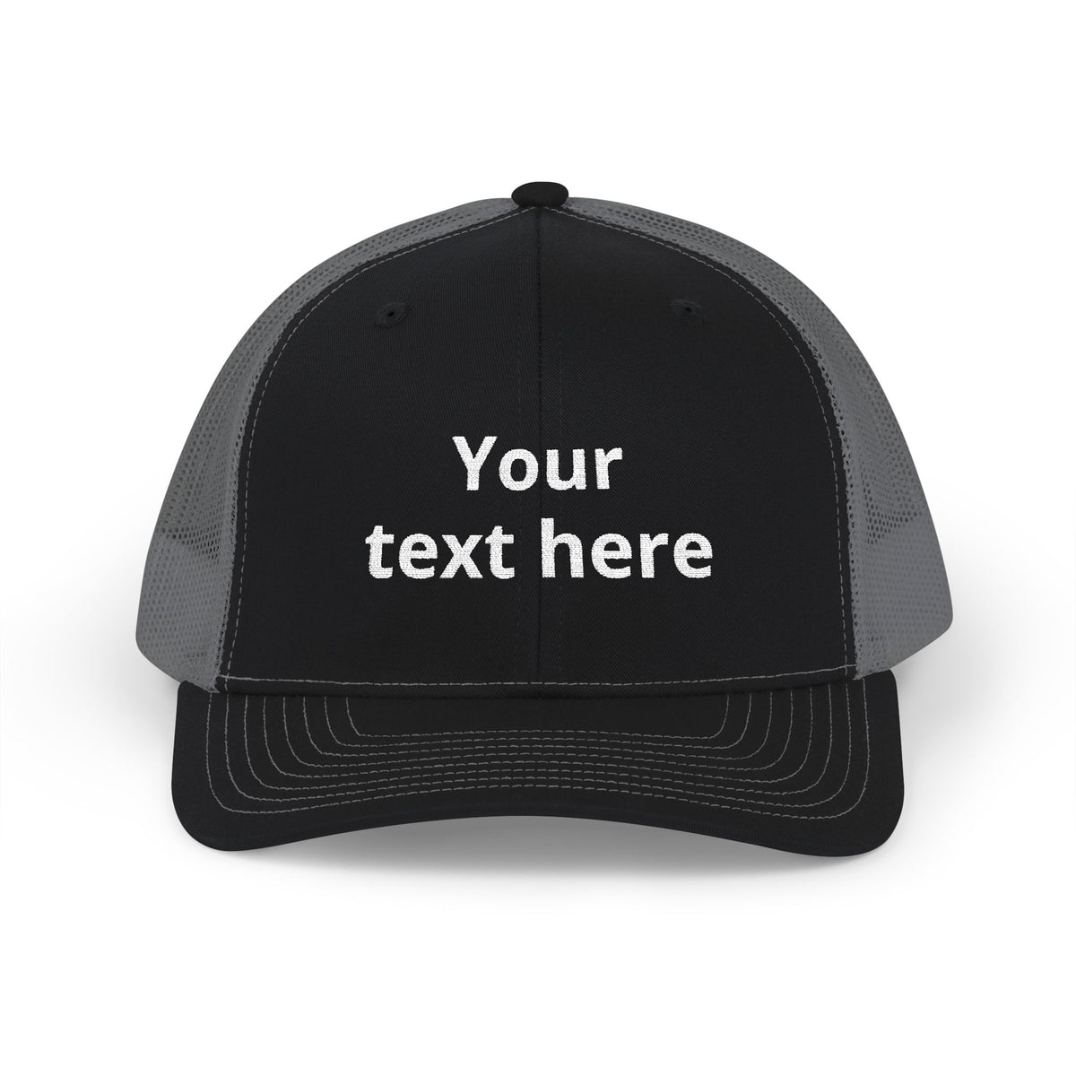 Customizable Snapback Trucker Cap — Personalized Text Embroidered Mesh Hat