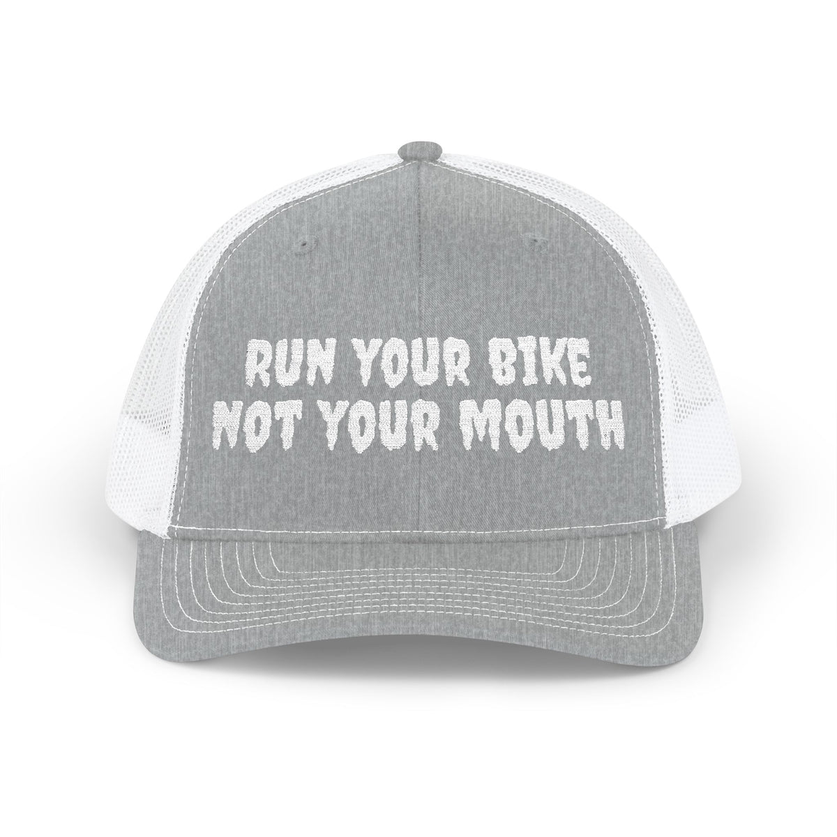 Run Your Bike Not Your Mouth Trucker Cap — Cycling Snapback Hat for Riders