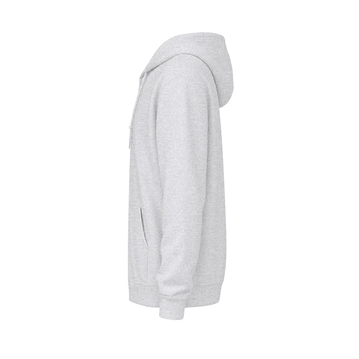 Minimalist White Zip Hoodie — Small Chest Text "Your name here"