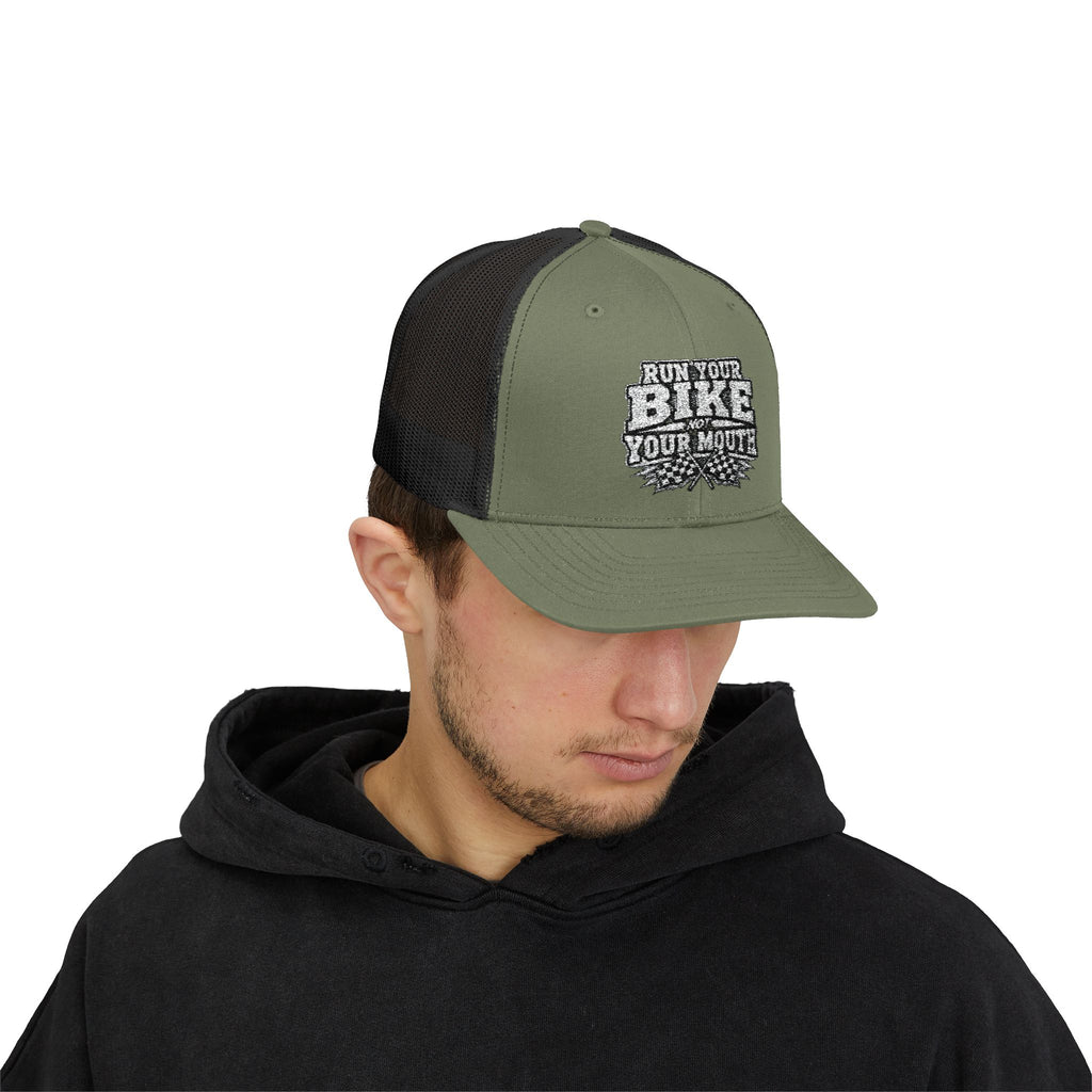 Trucker Hat — 'Rub Your Bike, Not Your Mouth' Biker Snapback