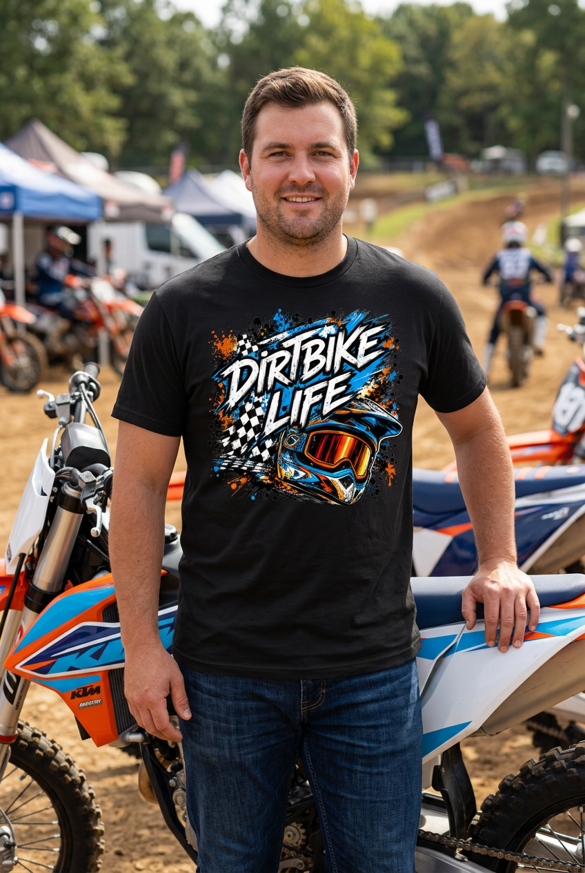 Dirt Bike Life black tee trackside mockup