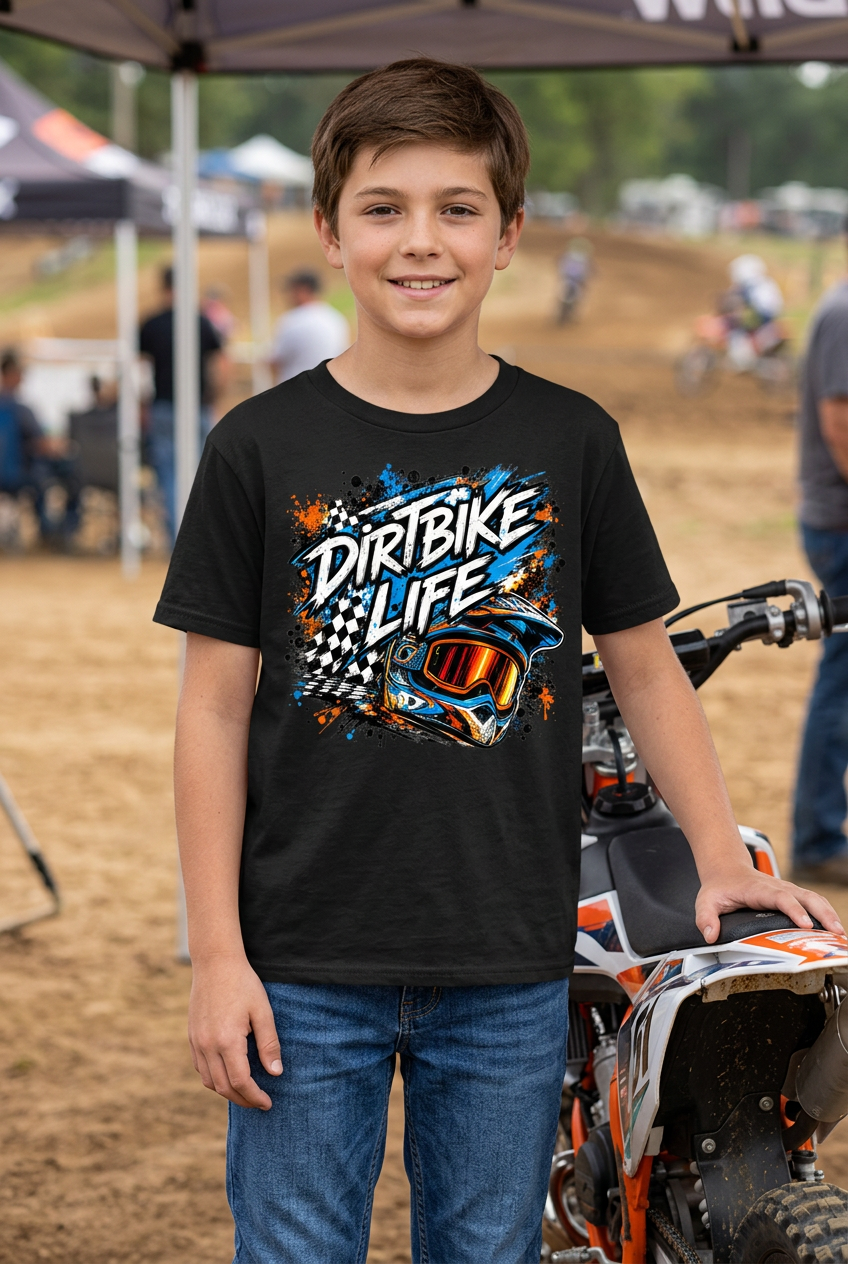Dirt Bike Life youth tee trackside mockup